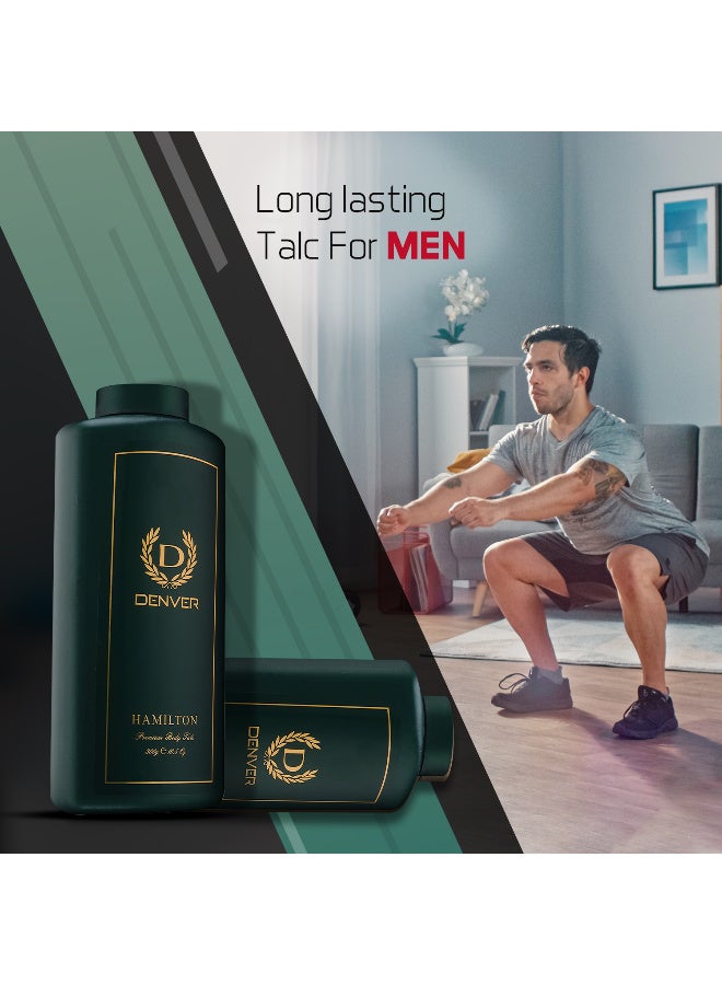 Denver Hamilton Premium Body Talc - 300 Gm Each (Pack of 2) | Scented Talcum Powder for Men | Powder for Men Body Talc Hamilton Combo - Image 3